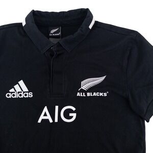 Adidas New Zealand All Blacks Mens Small Rugby Polo Shirt Black AIG Official
